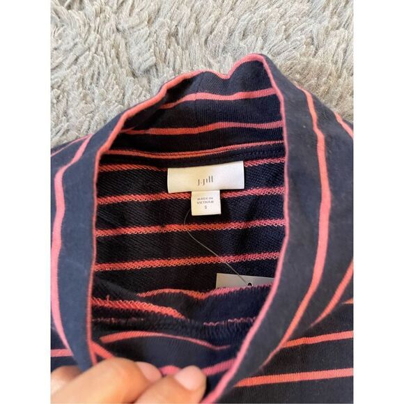 NWT j jill mock neck sweater dress striped navy and pink size small - Picture 5 of 6